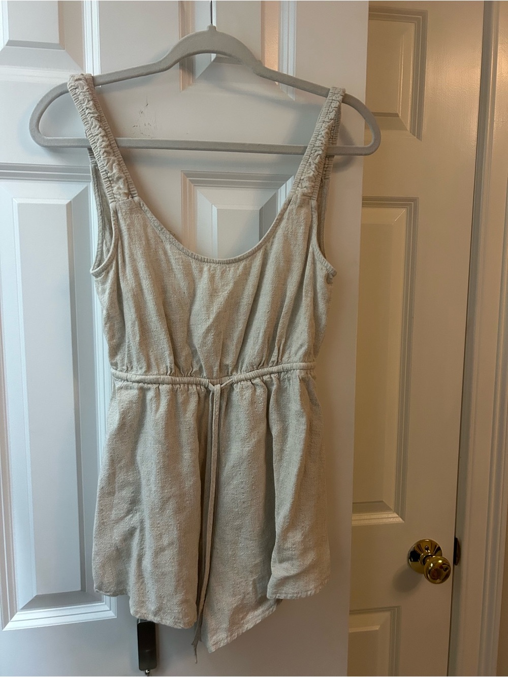 Princess Polly Neutral Linen-Textured Sleeveless Romper